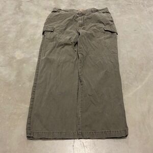 Lee Khakis Mens 38x30 Cargo Pants Olive Green Wide Leg Utility Workwear Trousers